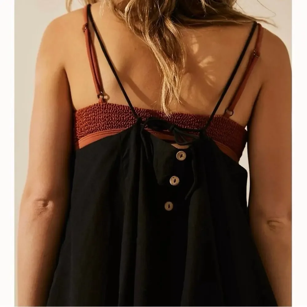 Free People Struttin Oversized Midi Dress Black Size L - Picture 3 of 8